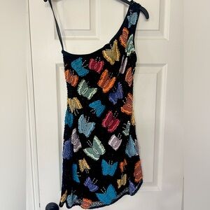Mac Duggal Size 8 Butterfly Sequin Mini Dress